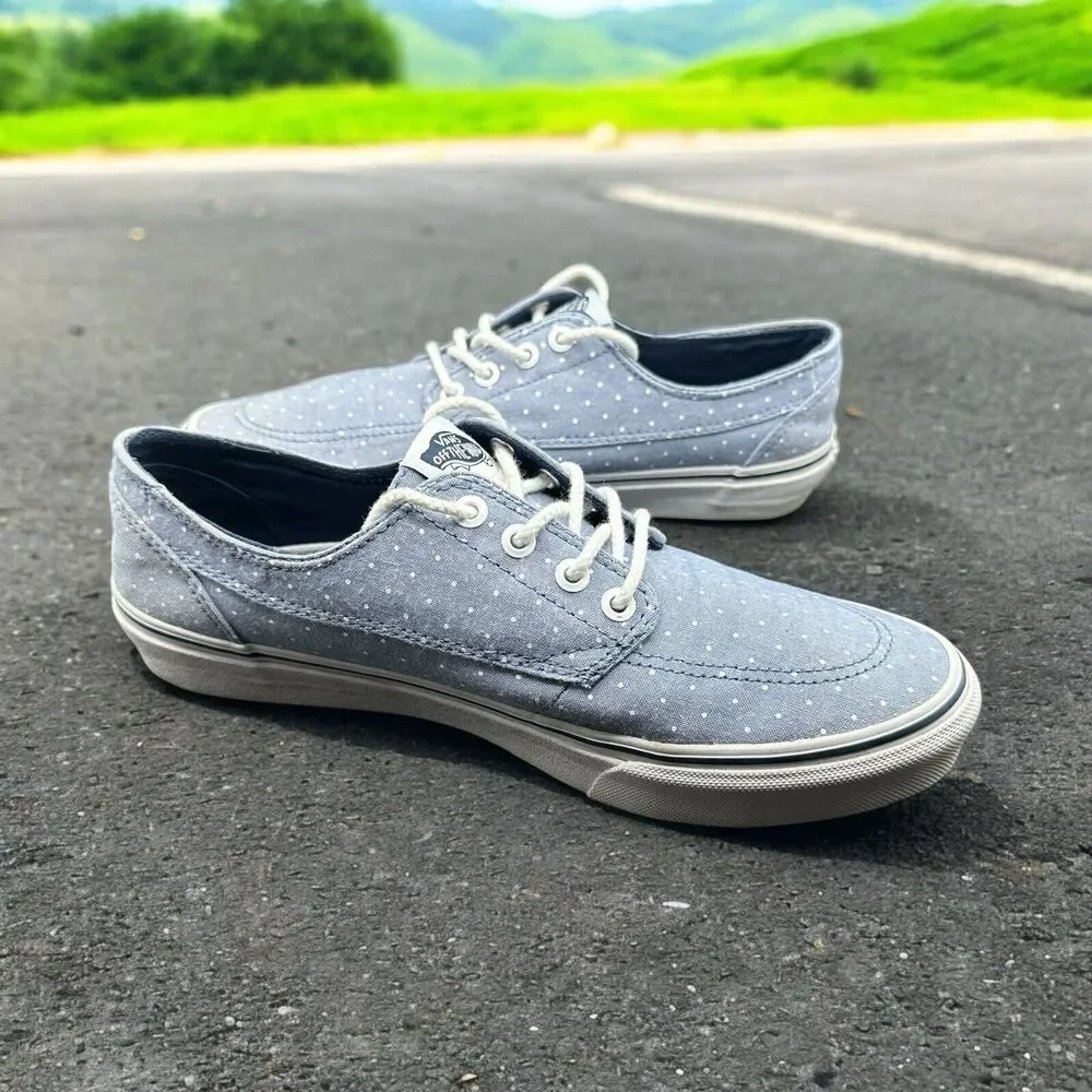 Vans Off The Wall Lace Up Polka Dot Sneakers Blue & White US Men 8/Women 9.5